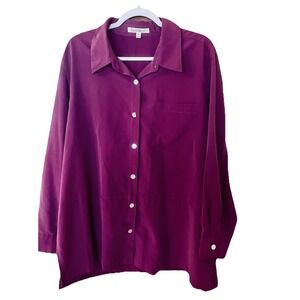TravelSmith Plus Size Blouse Purple 2X Long Sleeves
